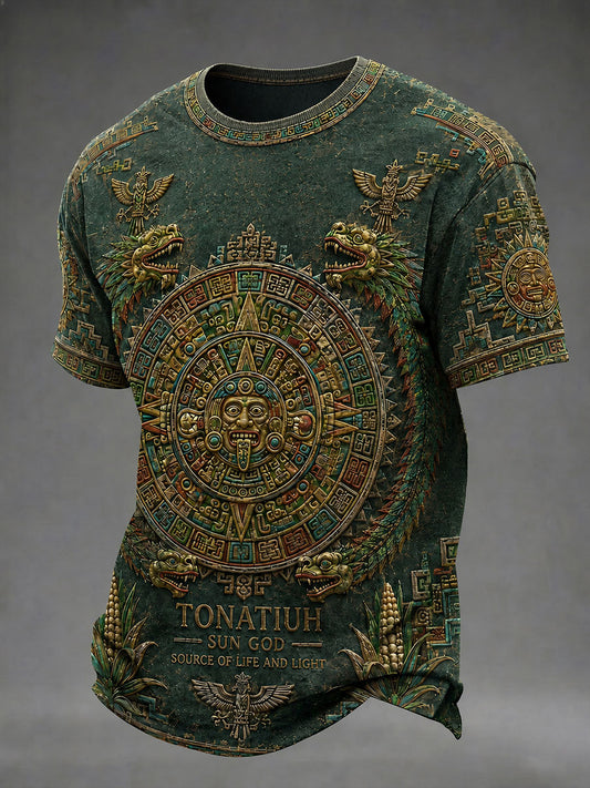 Camiseta casual con estampado azteca para hombre
