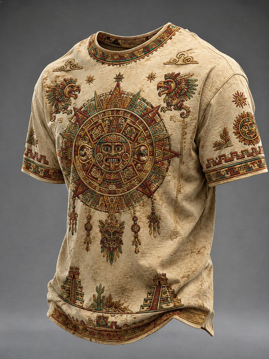 Camiseta casual con estampado azteca para hombre