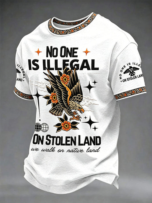 «Nadie es ilegal en tierras robadas» — Camiseta informal unisex por el Día Internacional de los Pueblos Indígenas