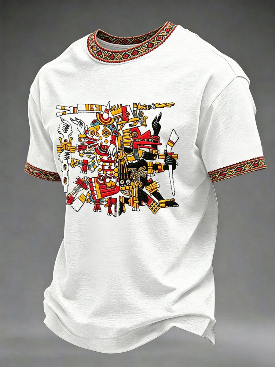 Camiseta casual con estampado azteca para hombre