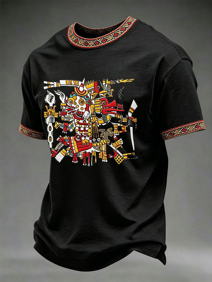 Camiseta casual con estampado azteca para hombre