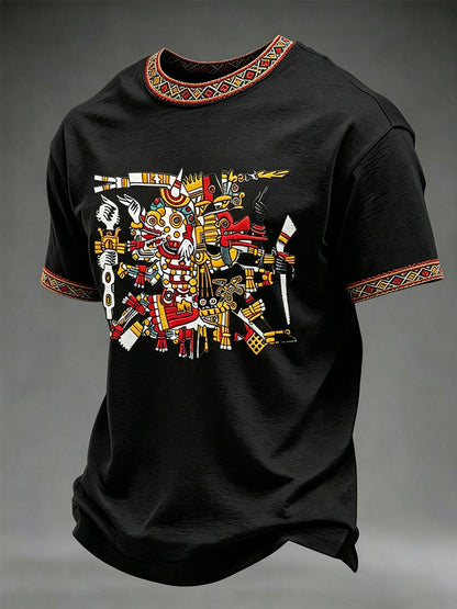 Camiseta casual con estampado azteca para hombre