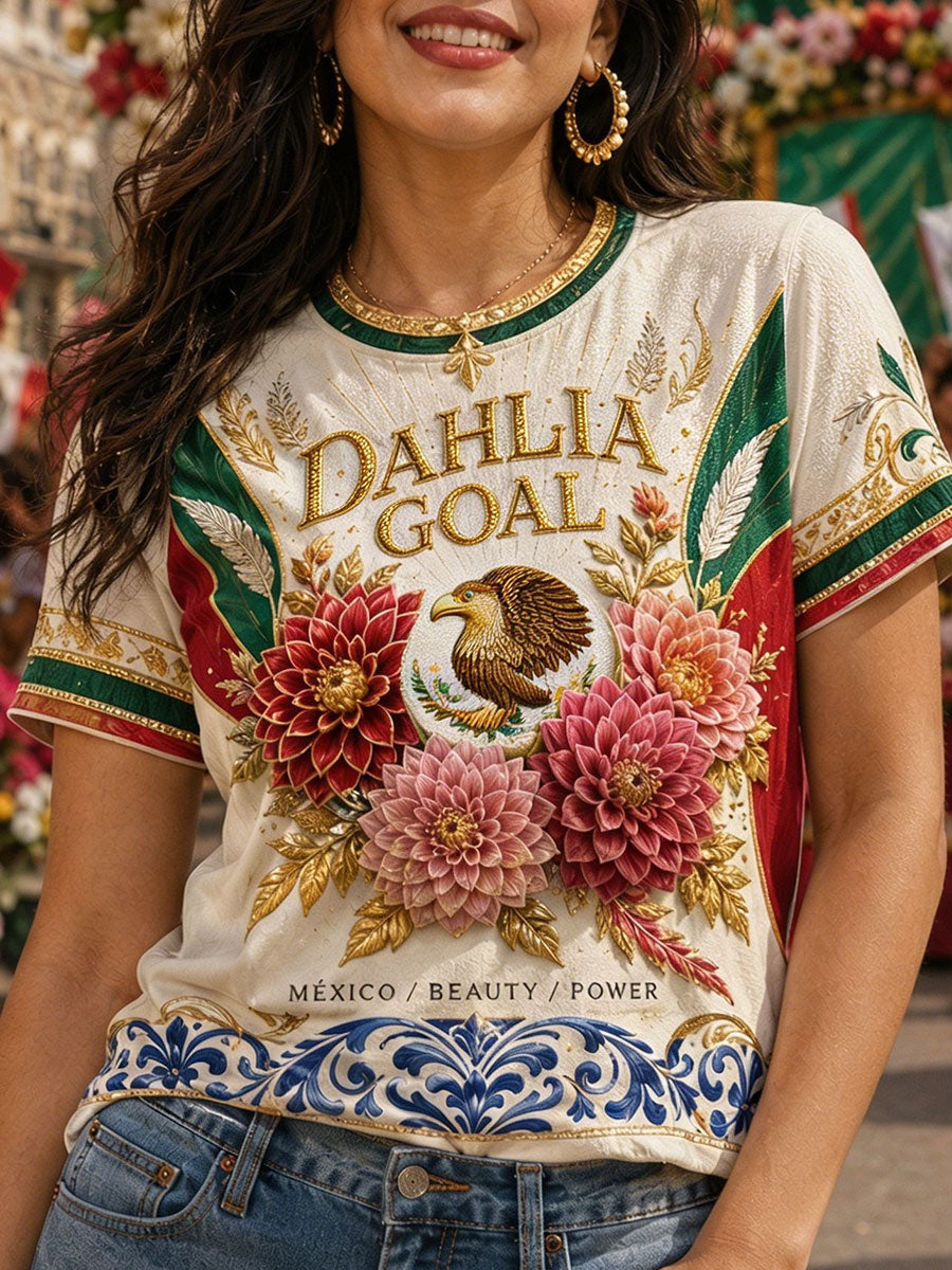 Camiseta estampada con diseño artístico para amantes del fútbol mexicano, para mujer
