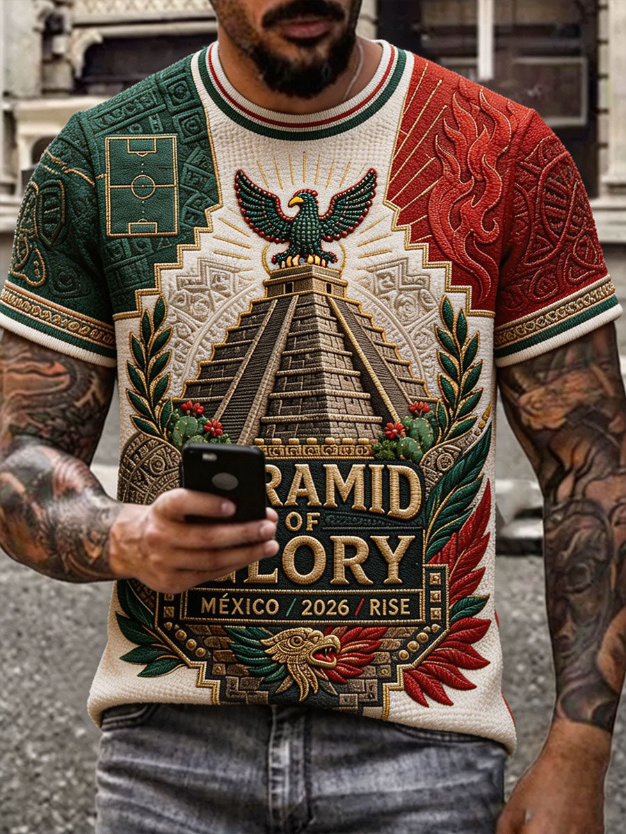 Camiseta estampada con diseño artístico para amantes del fútbol mexicano, para hombre