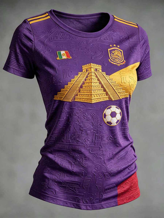 Camiseta con estampado de fútbol mexicano para mujer