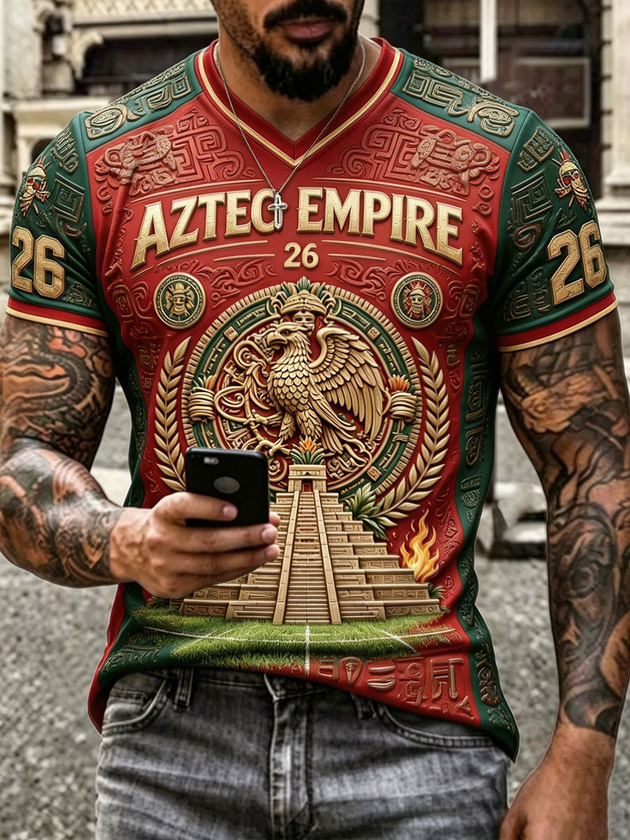 Camiseta estampada con diseño artístico para amantes del fútbol mexicano, para hombre