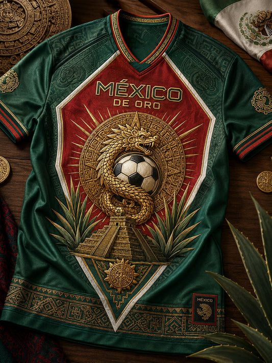 Camiseta estampada con diseño artístico para amantes del fútbol mexicano, para hombre