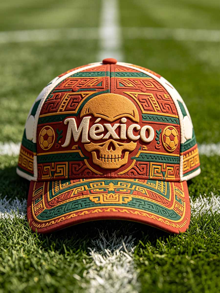 Gorra de béisbol unisex con estampado mexicano de fútbol