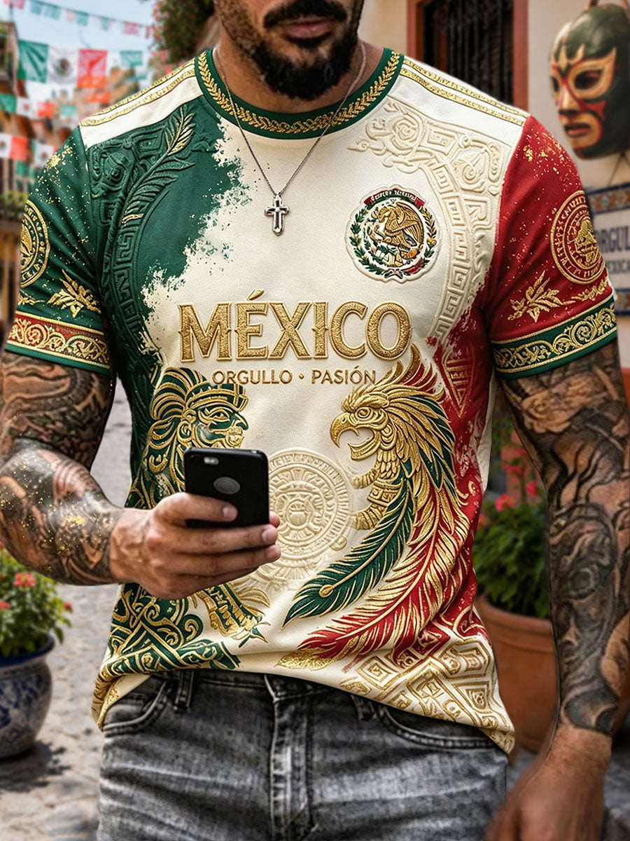Camiseta estampada con diseño artístico para amantes del fútbol mexicano, para hombre