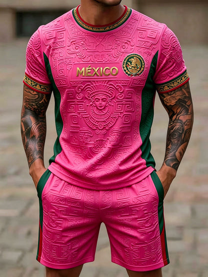 Conjuntos estampados con diseño de amor por el fútbol mexicano para hombre