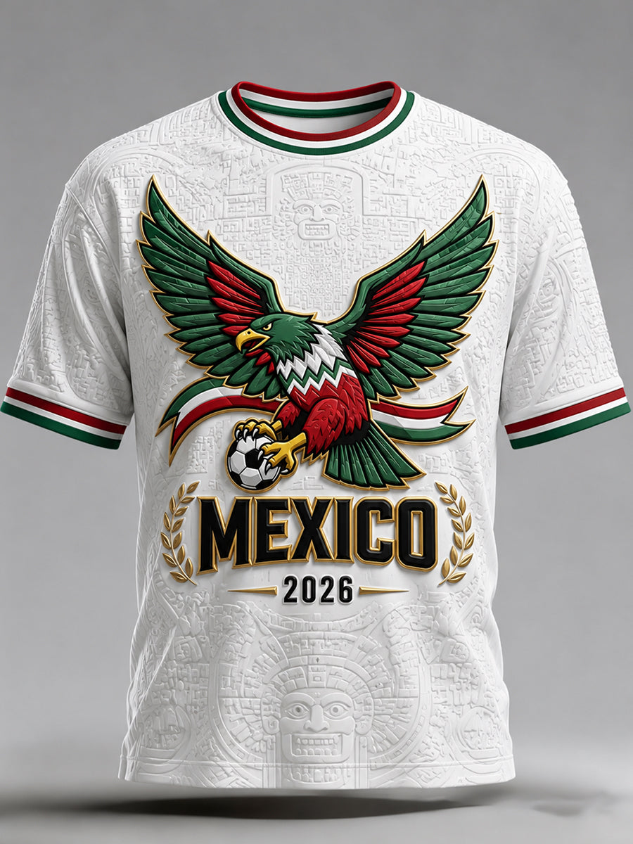 Camiseta con estampado artístico de animación para partidos de fútbol mexicano masculino