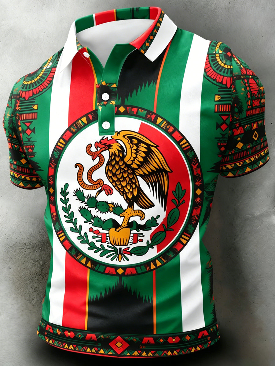 Estampado artístico de porra para partido de fútbol mexicano masculino en polo