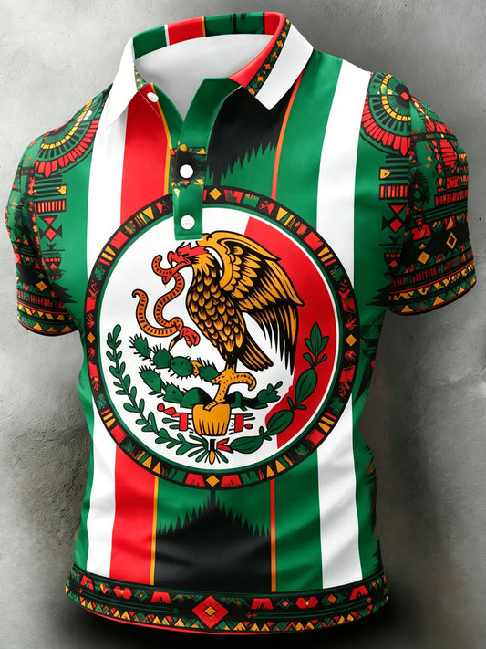 Estampado artístico de porra para partido de fútbol mexicano masculino en polo