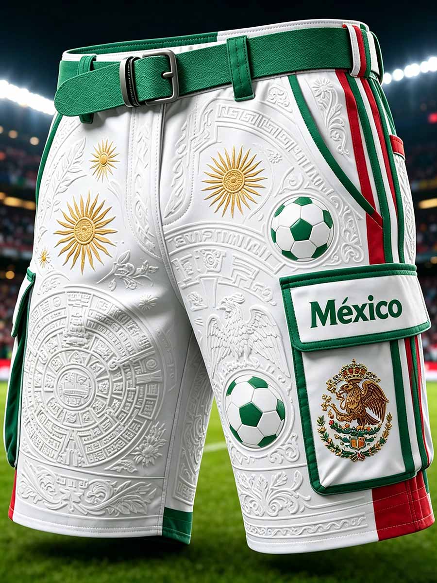 Pantalones de trabajo informales para hombre con estampado mexicano de fútbol
