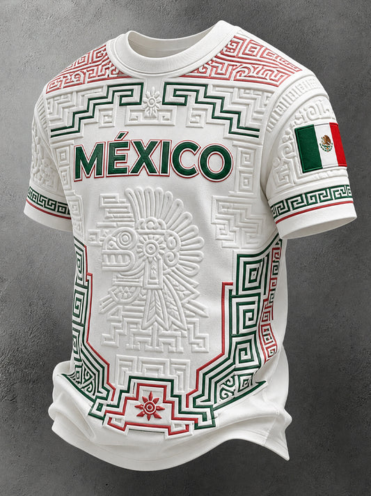 Camiseta informal de manga corta con estampado para aficionados al fútbol y al arte mexicano
