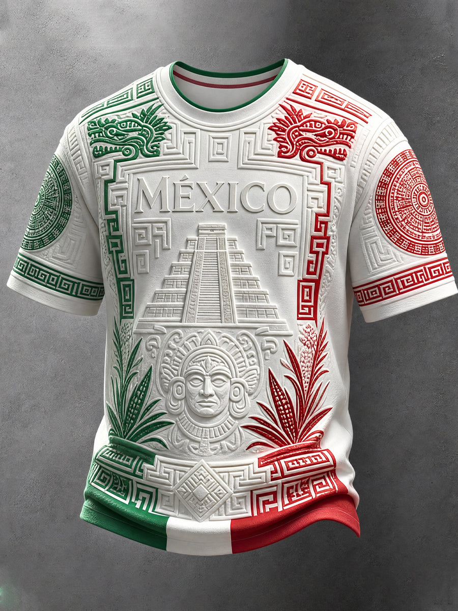 Camiseta informal de manga corta con estampado para aficionados al fútbol y al arte mexicano