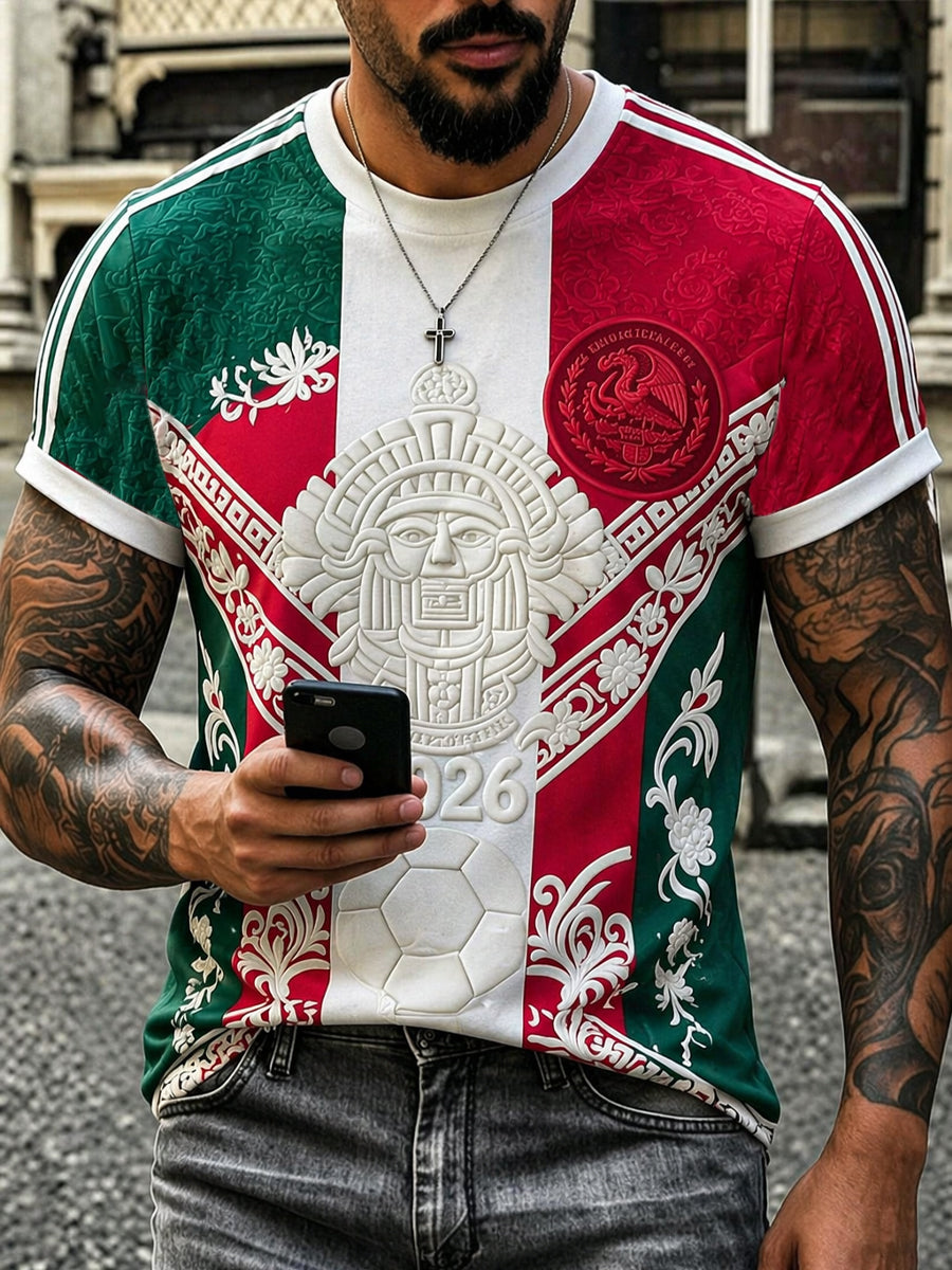 Camiseta de la impresión del arte del partido mexicano del fútbol de los hombres