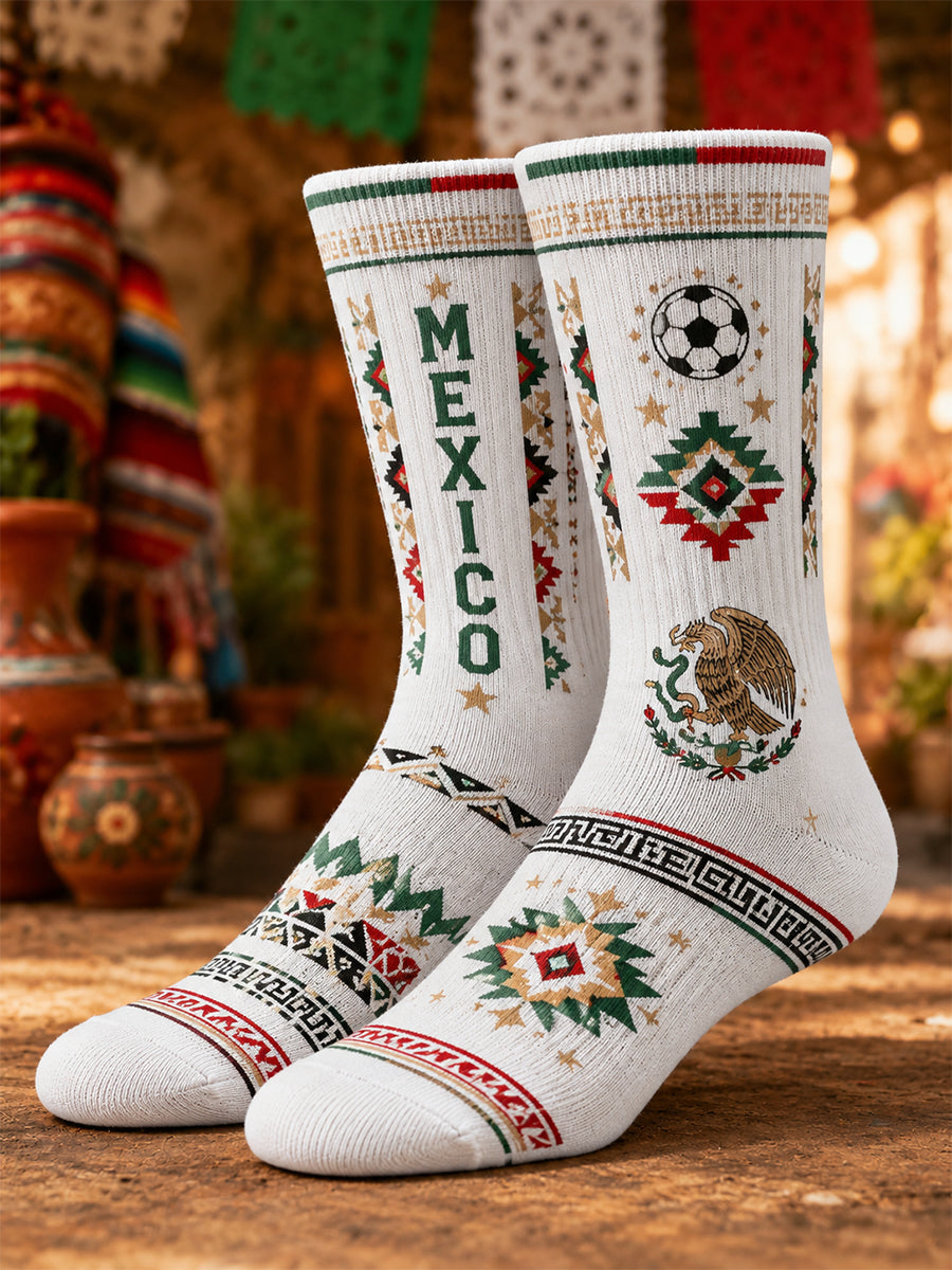 Calcetines que animan del partido de fútbol mexicano unisex con impresiones artísticas