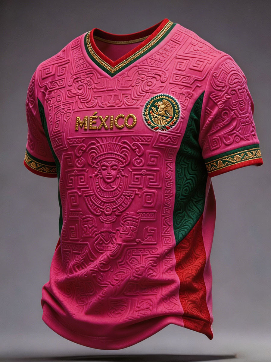 Camiseta estampada con diseño artístico para amantes del fútbol mexicano, para hombre
