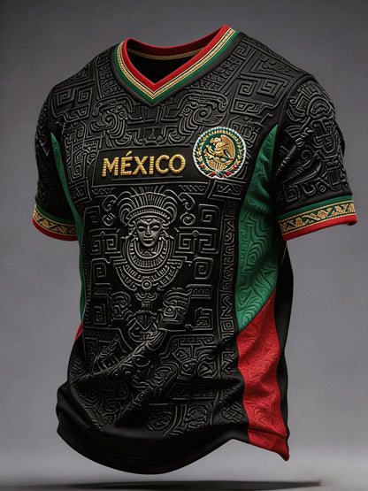 Camiseta estampada con diseño artístico para amantes del fútbol mexicano, para hombre