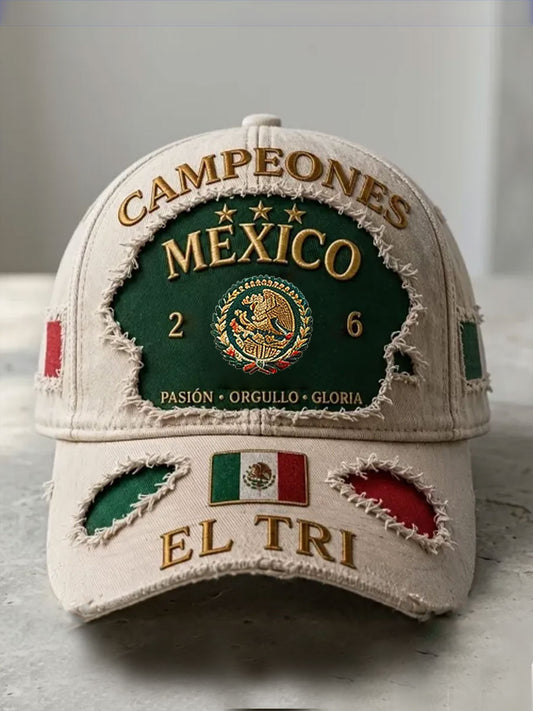 Sombrero unisex con estampado artístico para amantes del fútbol mexicano