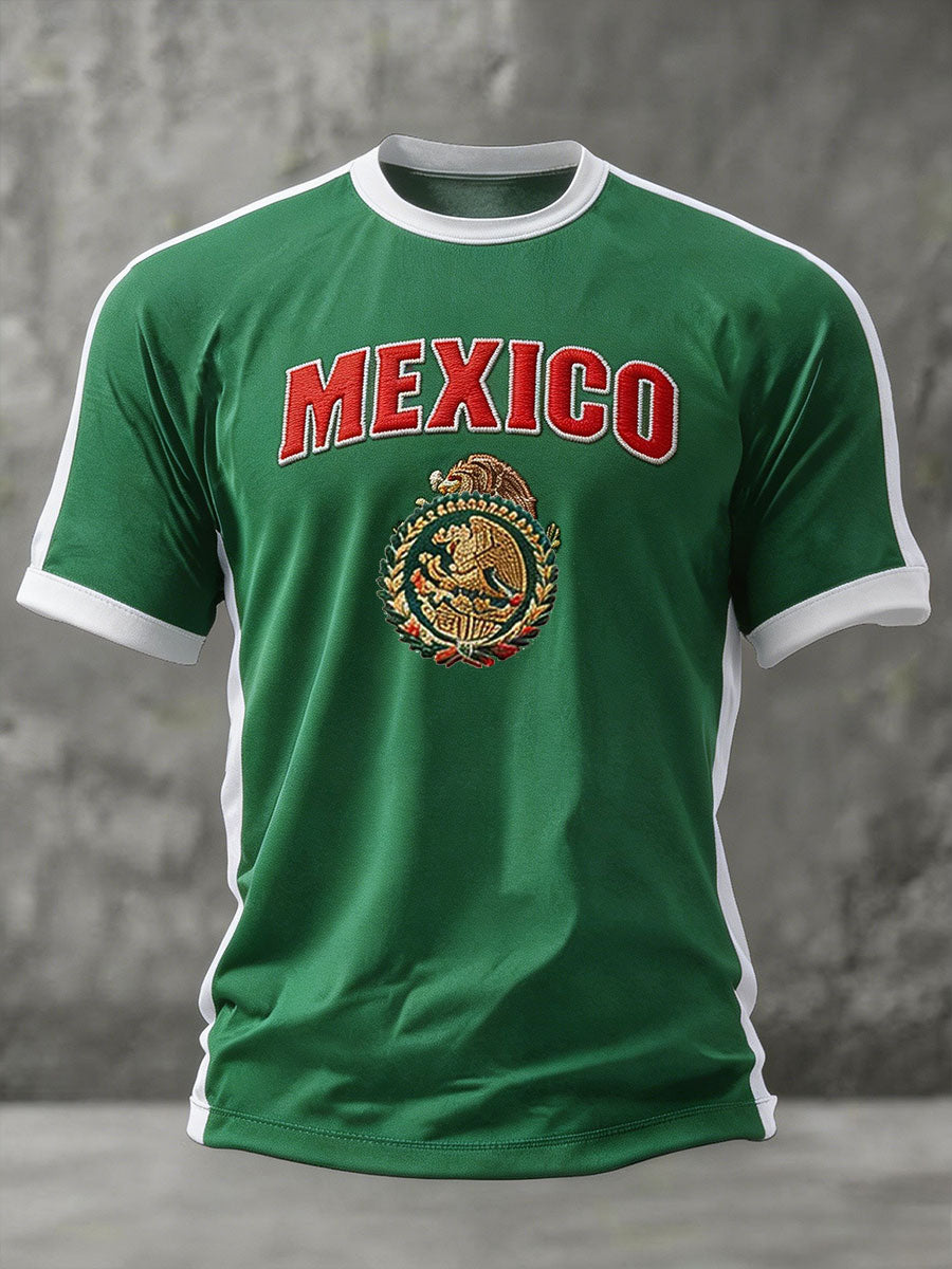 Camiseta estampada con diseño artístico para amantes del fútbol mexicano, para hombre
