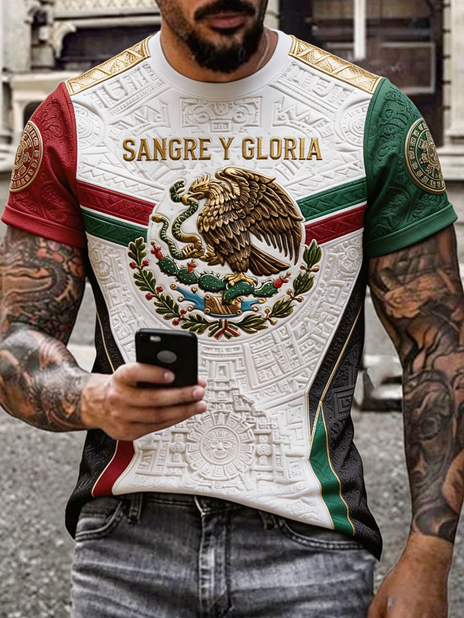 Camiseta estampada con diseño artístico para amantes del fútbol mexicano, para hombre