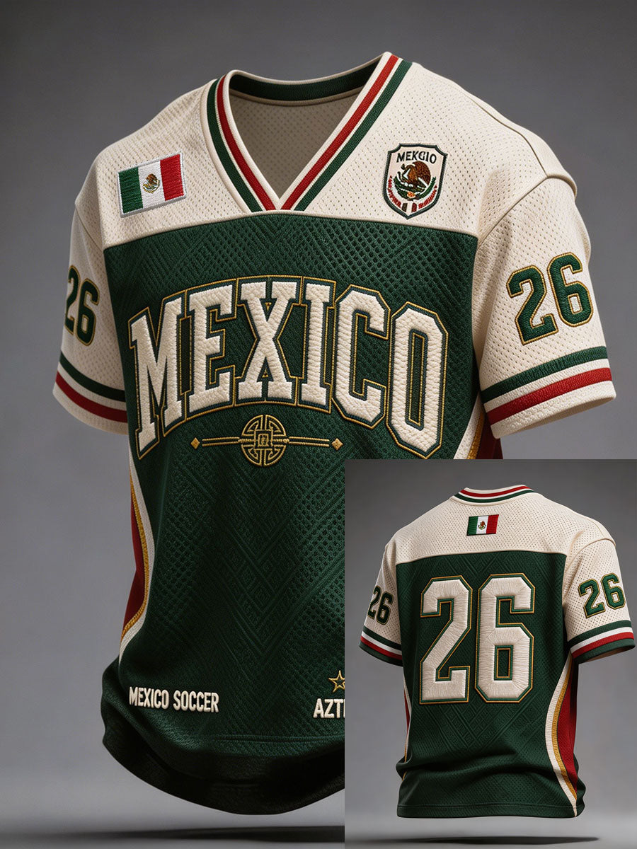 Camiseta estampada con diseño artístico para amantes del fútbol mexicano, para hombre