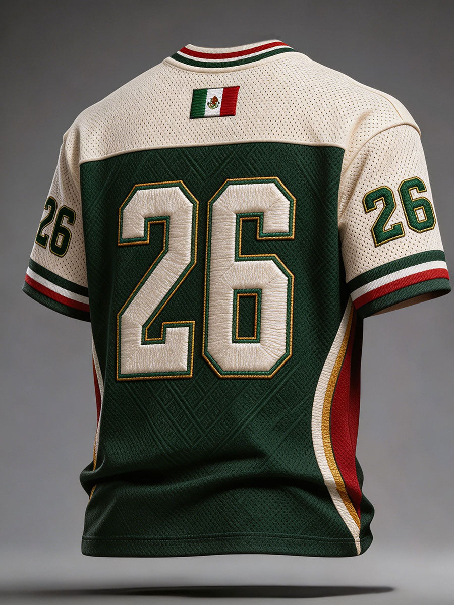 Camiseta estampada con diseño artístico para amantes del fútbol mexicano, para hombre