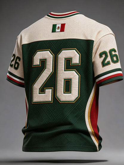Camiseta estampada con diseño artístico para amantes del fútbol mexicano, para hombre