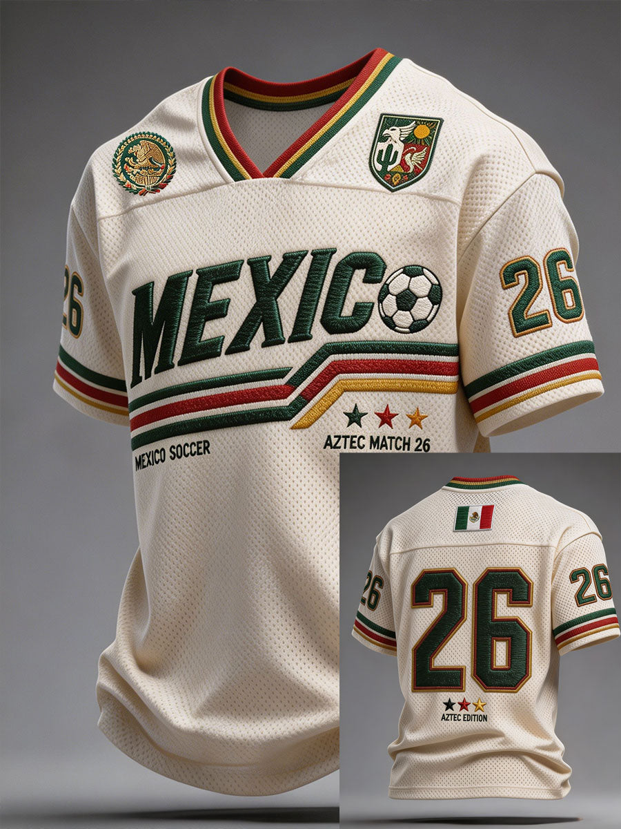 Camiseta estampada con diseño artístico para amantes del fútbol mexicano, para hombre
