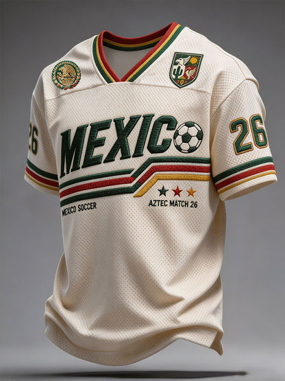 Camiseta estampada con diseño artístico para amantes del fútbol mexicano, para hombre
