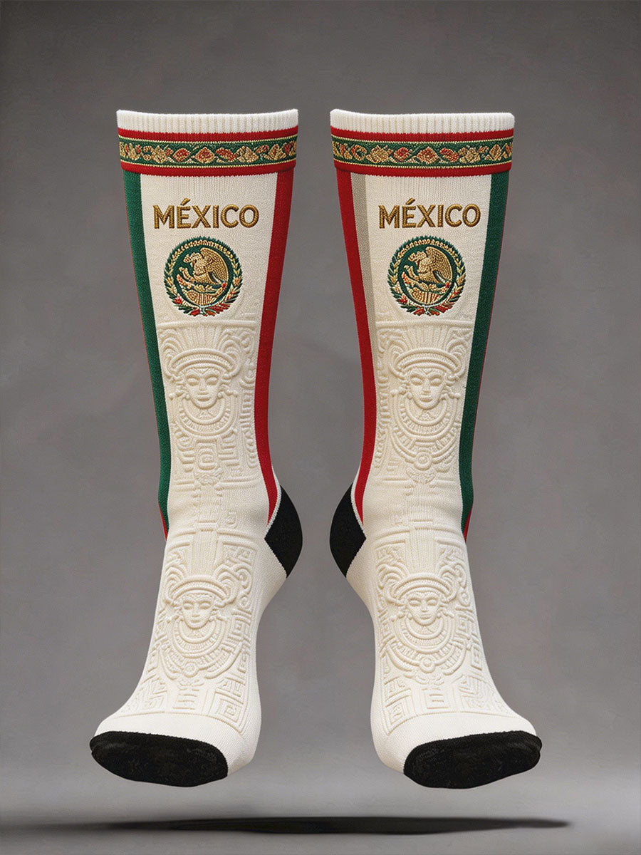 Calcetines unisex con estampado artístico para amantes del fútbol mexicano