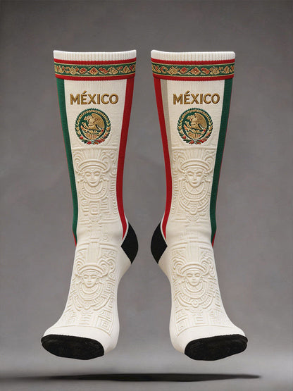 Calcetines unisex con estampado artístico para amantes del fútbol mexicano