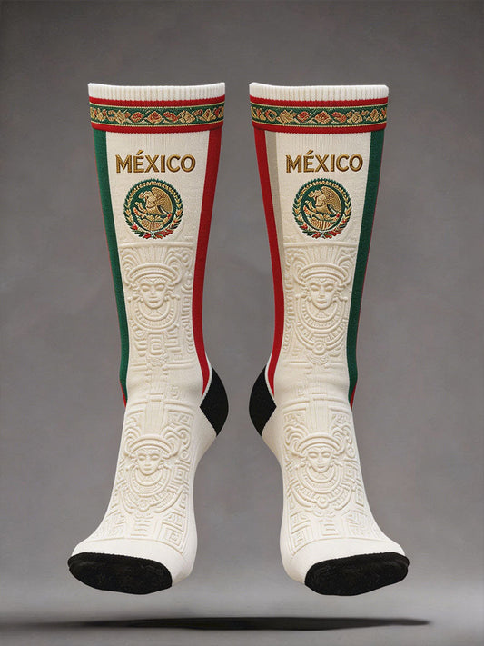 Calcetines unisex con estampado artístico para amantes del fútbol mexicano