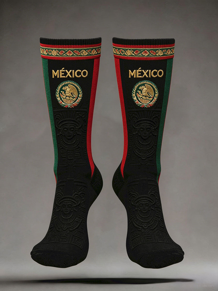 Calcetines unisex con estampado artístico para amantes del fútbol mexicano