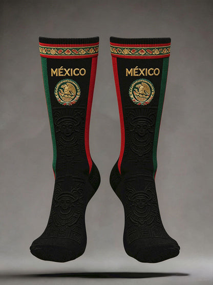 Calcetines unisex con estampado artístico para amantes del fútbol mexicano