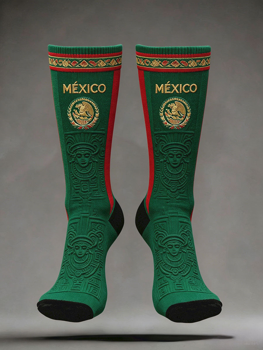 Calcetines unisex con estampado artístico para amantes del fútbol mexicano
