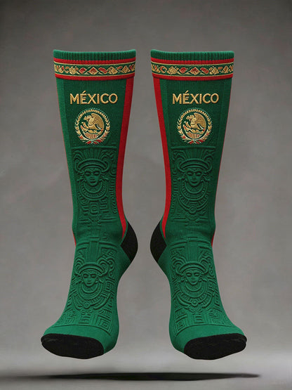 Calcetines unisex con estampado artístico para amantes del fútbol mexicano