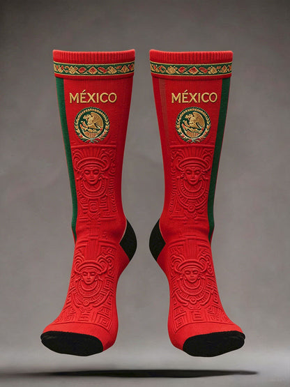 Calcetines unisex con estampado artístico para amantes del fútbol mexicano