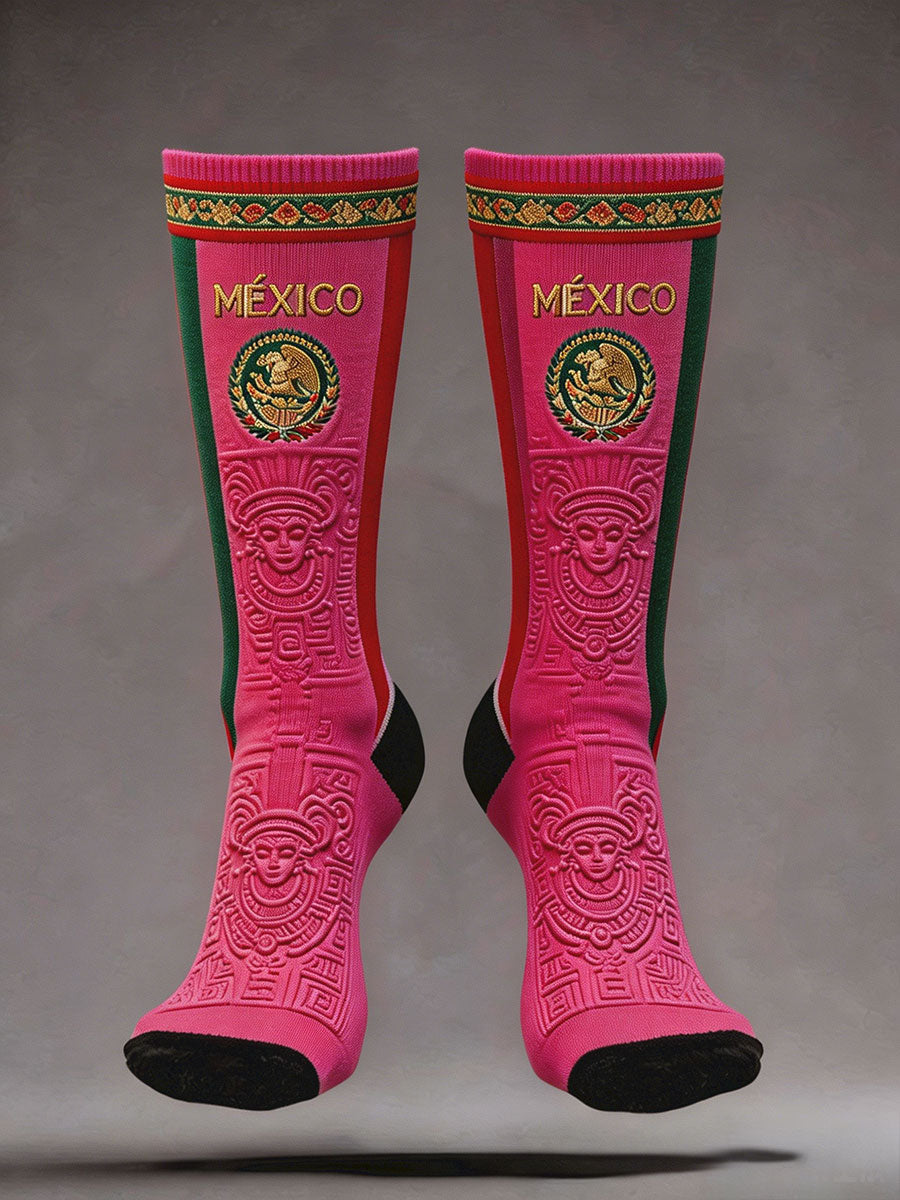 Calcetines unisex con estampado artístico para amantes del fútbol mexicano