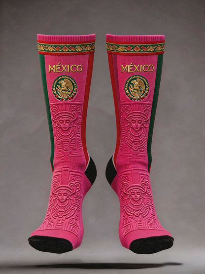 Calcetines unisex con estampado artístico para amantes del fútbol mexicano