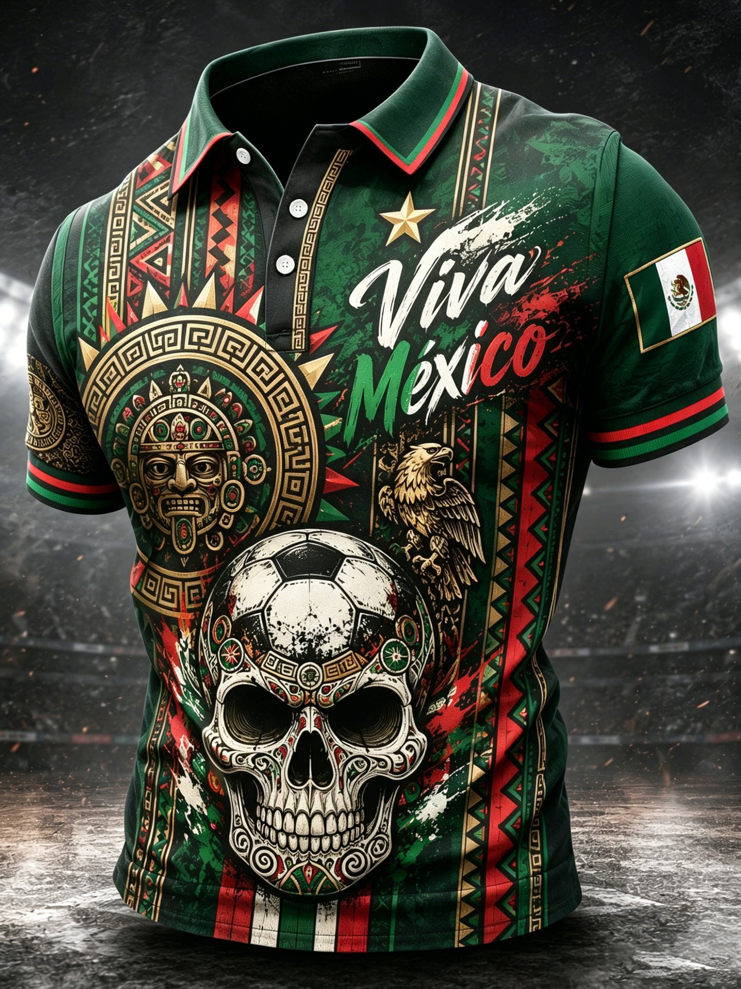 Polo de la impresión del arte que anima del partido de fútbol mexicano de los hombres