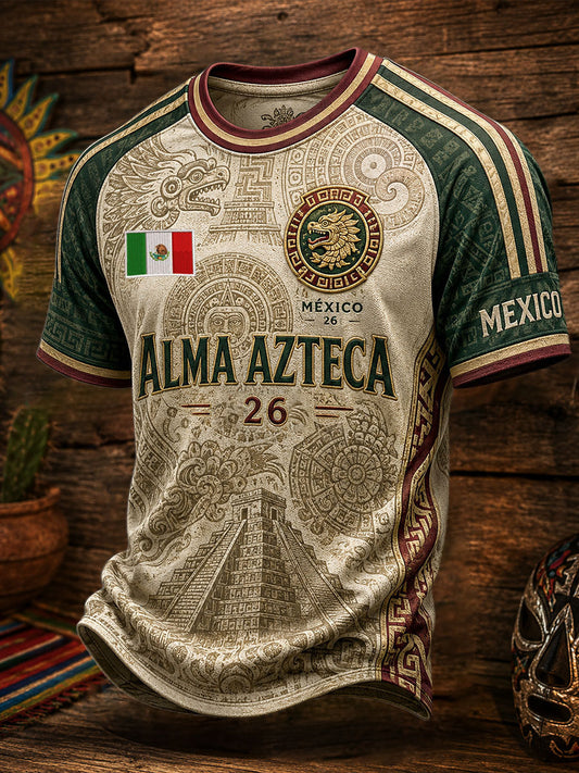 Camiseta estampada con diseño artístico para amantes del fútbol mexicano, para hombre