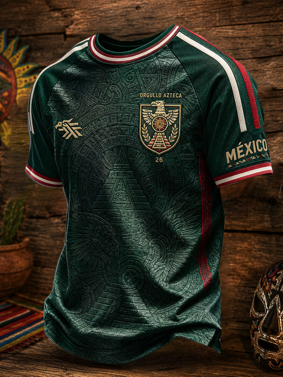 Camiseta estampada con diseño artístico para amantes del fútbol mexicano, para hombre