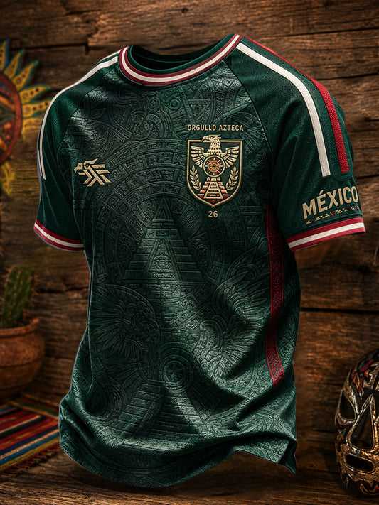 Camiseta estampada con diseño artístico para amantes del fútbol mexicano, para hombre