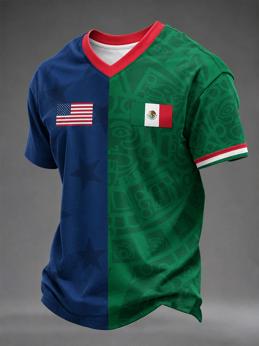 Camiseta de dos tonos con la bandera nacional para hombre