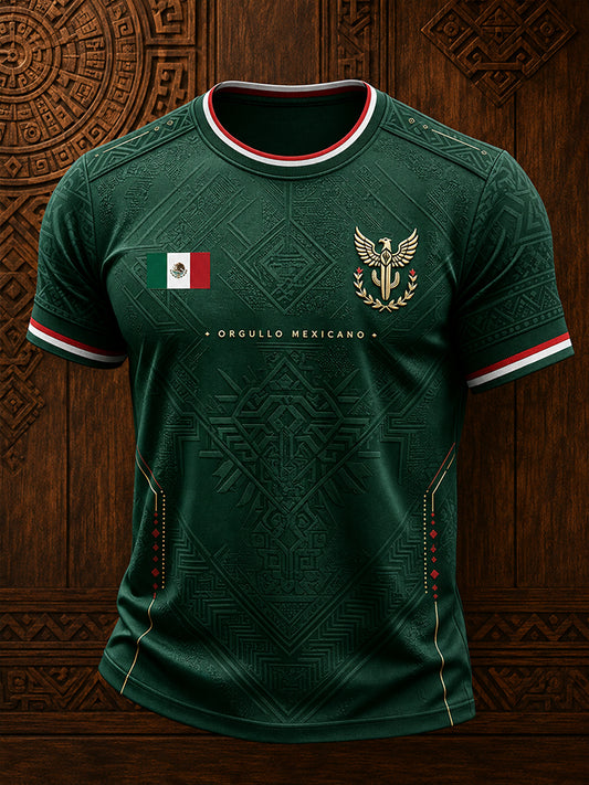Camiseta estampada con diseño artístico para amantes del fútbol mexicano, para hombre