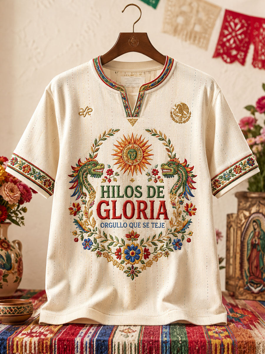 Camiseta de lino estampada con diseño del orgullo mexicano para mujer