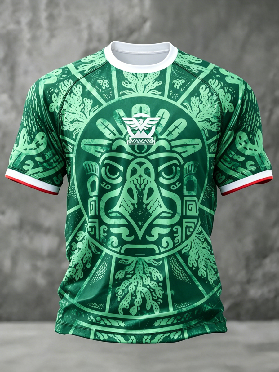 Camiseta de manga corta para hombre con estampado de fútbol mexicano